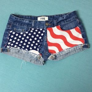 PINK Victoria’s Secret Denim American Flag Shorts
